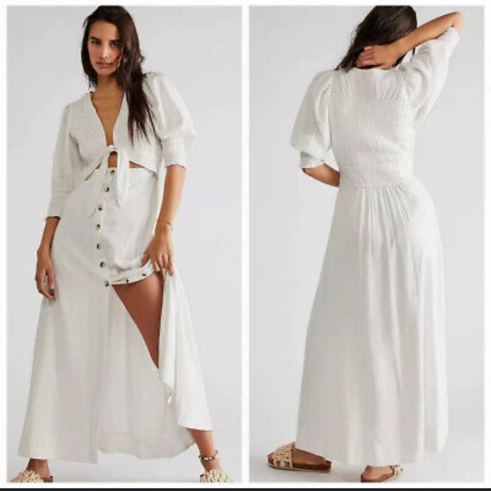 FREE PEOPLE front tie Maxi Dress